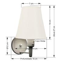 Kit/2 Arandela Cone Md-2013 Branco C/ Inter Liga E Desl Cúpula Em Tecido Branco - Bivolt - 3