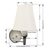 Kit/2 Arandela Cone Md-2013 Branco C/ Inter Liga E Desl Cúpula Em Tecido Branco - Bivolt - 7