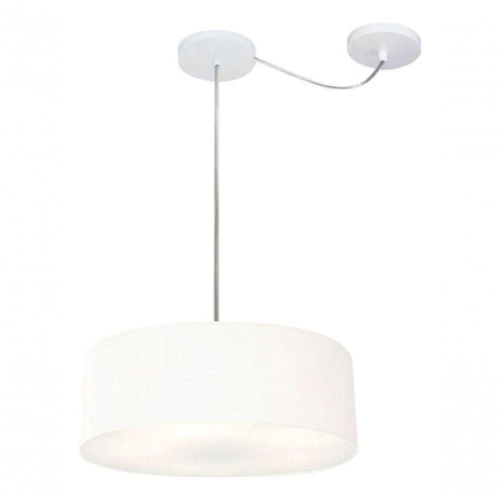 Lustre Pendente Cilíndrico Com Desvio De Centro Md-4255 Cúpula Em Tecido 40x15cm Branco - Bivolt - 3