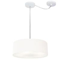 Lustre Pendente Cilíndrico Com Desvio De Centro Md-4255 Cúpula Em Tecido 40x15cm Branco - Bivolt - 1