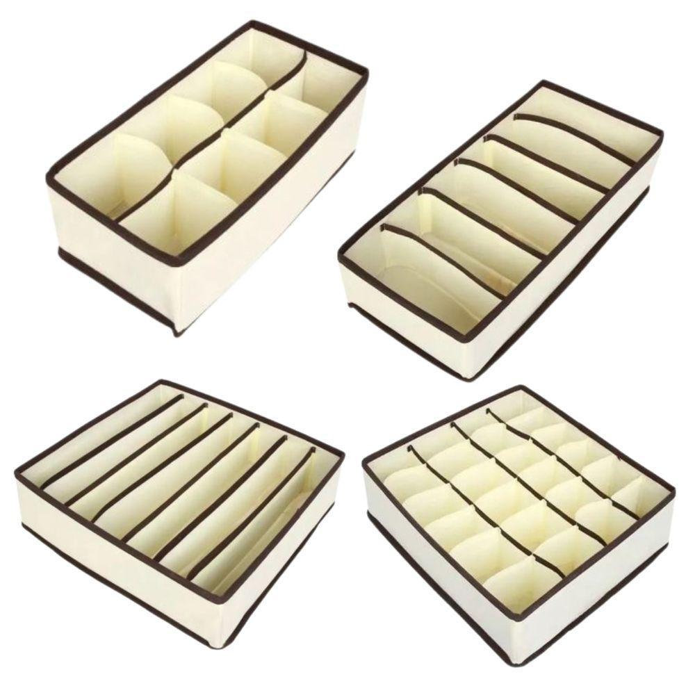 Kit 4 Organizadores De Gaveta Cueca Meia Sutiã Calcinha Para Guarda Roupa E Armário - 1