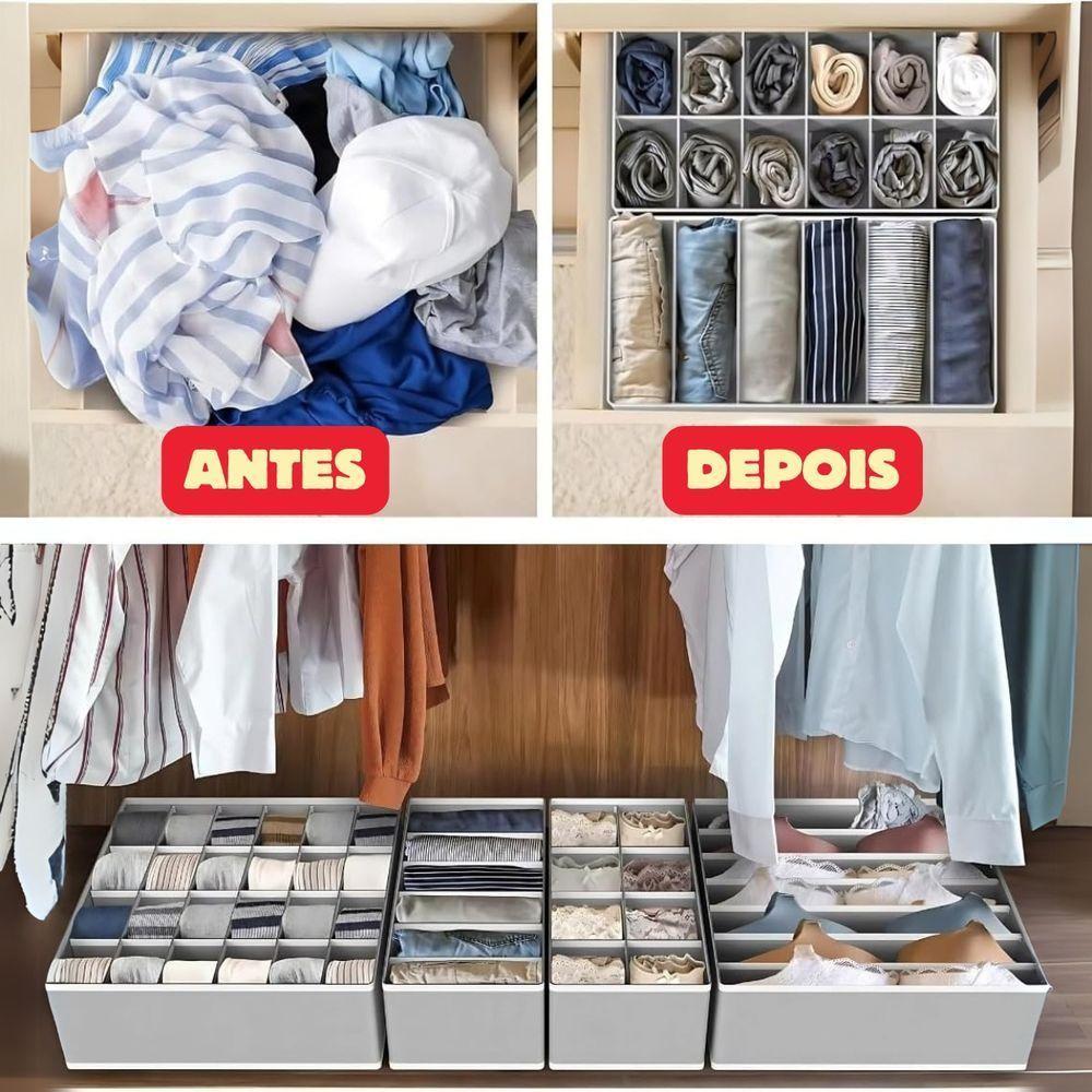 Kit 4 Organizadores De Gaveta Cueca Meia Sutiã Calcinha Para Guarda Roupa E Armário - 5