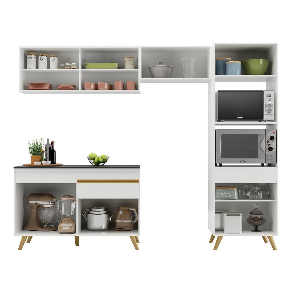 Cozinha Compacta Multimóveis Veneza Gw Fg3692 Com Armário E Balcão Branca - 7