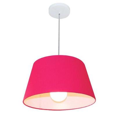 Lustre Pendente Cone Vivare Md-4039 Cúpula Em Tecido 21/40x30cm - Bivolt Rosa-pink 127/220v