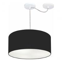 Lustre Pendente Cilíndrico Com Desvio De Centro Vivare Md-4151 Cúpula Em Tecido 50x25cm - Bivolt Preto 127/220v - 3