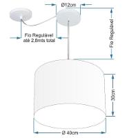 Lustre Pendente Cilíndrico Com Desvio De Centro Vivare Md-4237 Cúpula Em Tecido 40x30cm - Bivolt Café 127/220v - 2