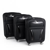 Kit Malas Viagem Rígidas 3 Peças Preta Expansível 4 Rodas Giratórias 360º Cadeado Senha Bolso - 1