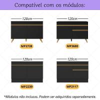 Kit Rodapé Para Balcão Cozinha 120cm Veneza Com Pés Multimóveis Mp3728 Preto - 2