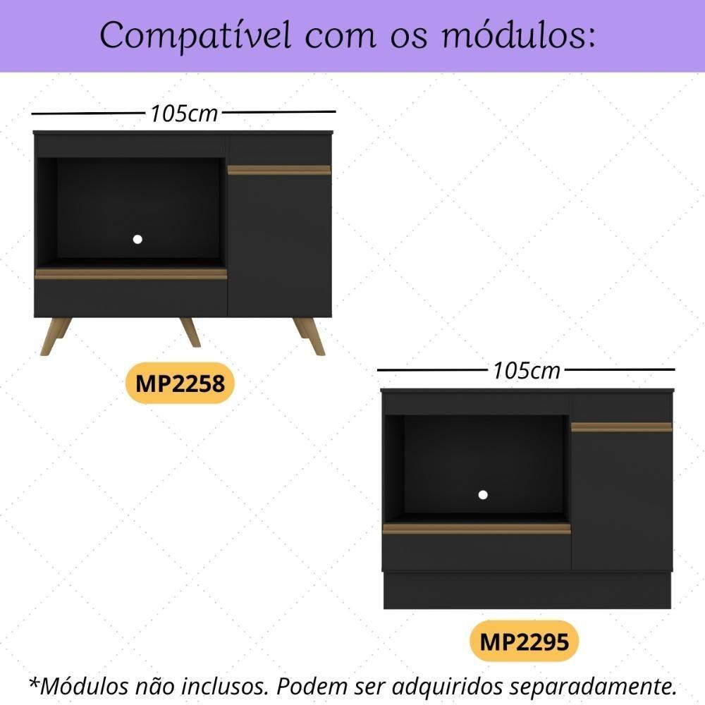 Kit Rodapé Para Balcão Cozinha 105cm Veneza Com Pés Multimóveis Mp3753 Preto - 2