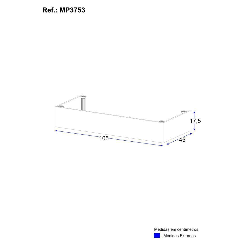 Kit Rodapé Para Balcão Cozinha 105cm Veneza Com Pés Multimóveis Mp3753 Preto - 3