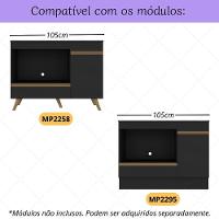 Kit Rodapé Para Balcão Cozinha 105cm Veneza Com Pés Multimóveis Mp3753 Preto - 2