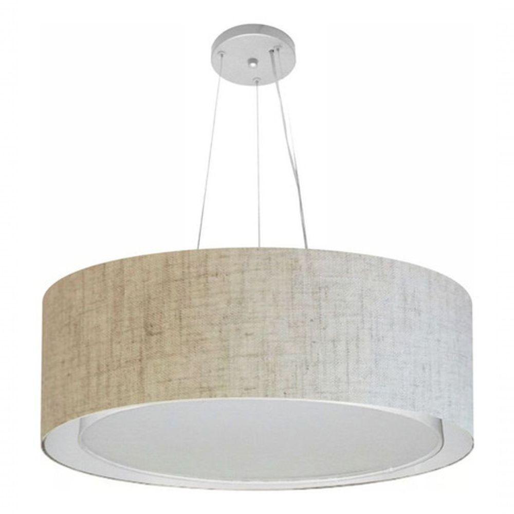 Lustre Pendente Cilíndrico Duplo Vivare Md-4126 Cúpula Em Tecido 80x30cm - Bivolt Rustico-bege 127/220v - 3