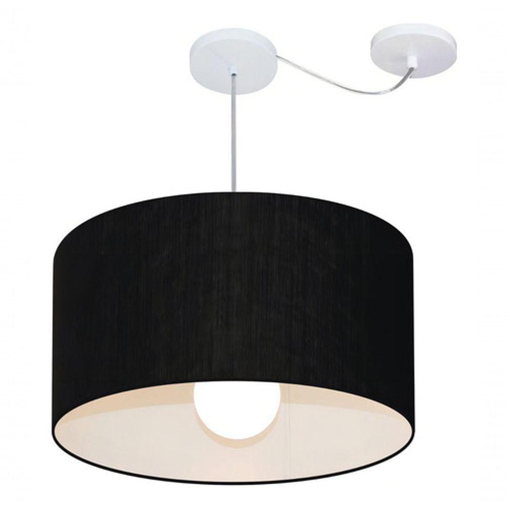 Lustre Pendente Cilíndrico Com Desvio Md-4234 Cúpula Em Tecido 60x30cm Preto - Bivolt - 3