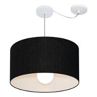 Lustre Pendente Cilíndrico Com Desvio Md-4234 Cúpula Em Tecido 60x30cm Preto - Bivolt - 3