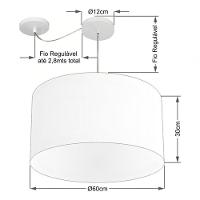 Lustre Pendente Cilíndrico Com Desvio Md-4234 Cúpula Em Tecido 60x30cm Preto - Bivolt - 4