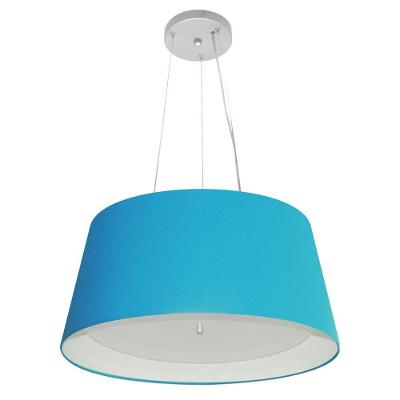 Lustre Pendente Cone Vivare Md-4144 Cúpula Em Tecido 25x50x40cm - Bivolt Azul-turquesa-branco 127/220v
