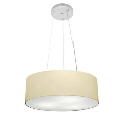 Lustre Pendente Cilíndrico Vivare Md-4181 Cúpula Em Tecido 40x15cm - Bivolt Algodão-crú 127/220v