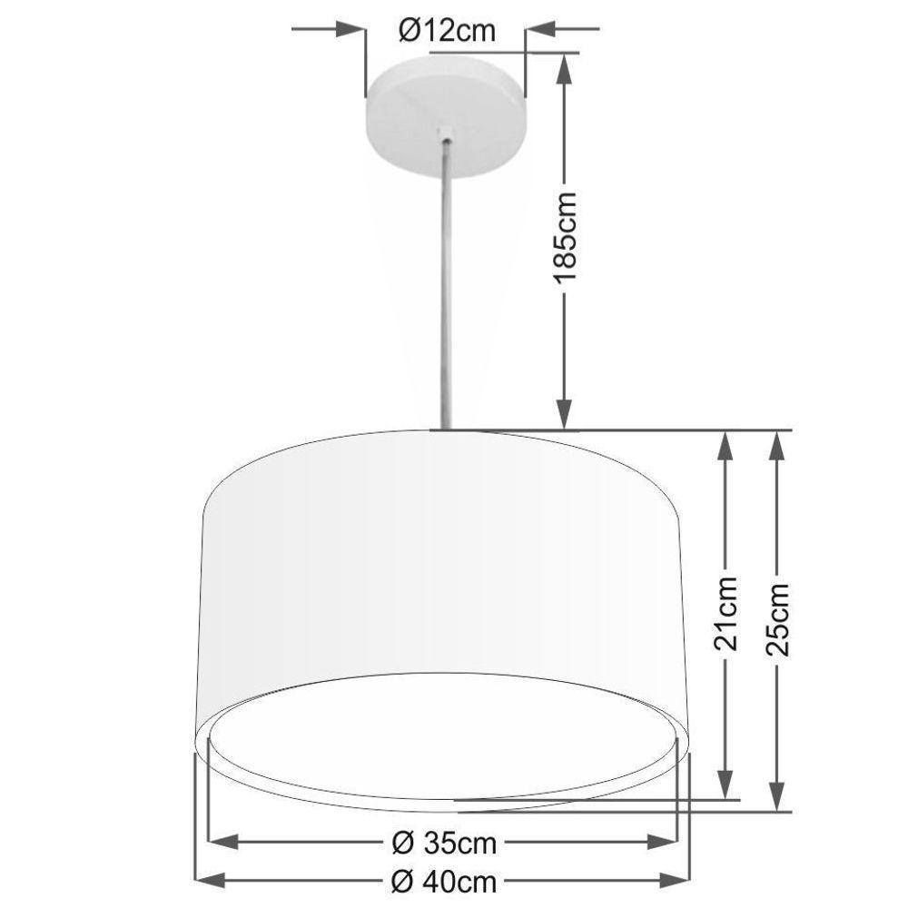 Lustre Pendente Cilíndrico Duplo Md-4290 Cúpula Em Tecido 40x25cm Café - Bivolt - 2