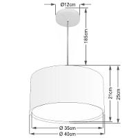 Lustre Pendente Cilíndrico Duplo Md-4290 Cúpula Em Tecido 40x25cm Café - Bivolt - 2