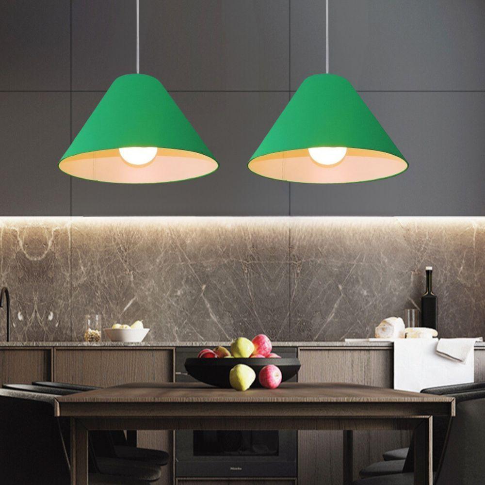 Lustre Pendente Cone Vivare Md-4078 Cúpula Em Tecido 25/40x15cm - Bivolt Verde-folha 127/220v - 3