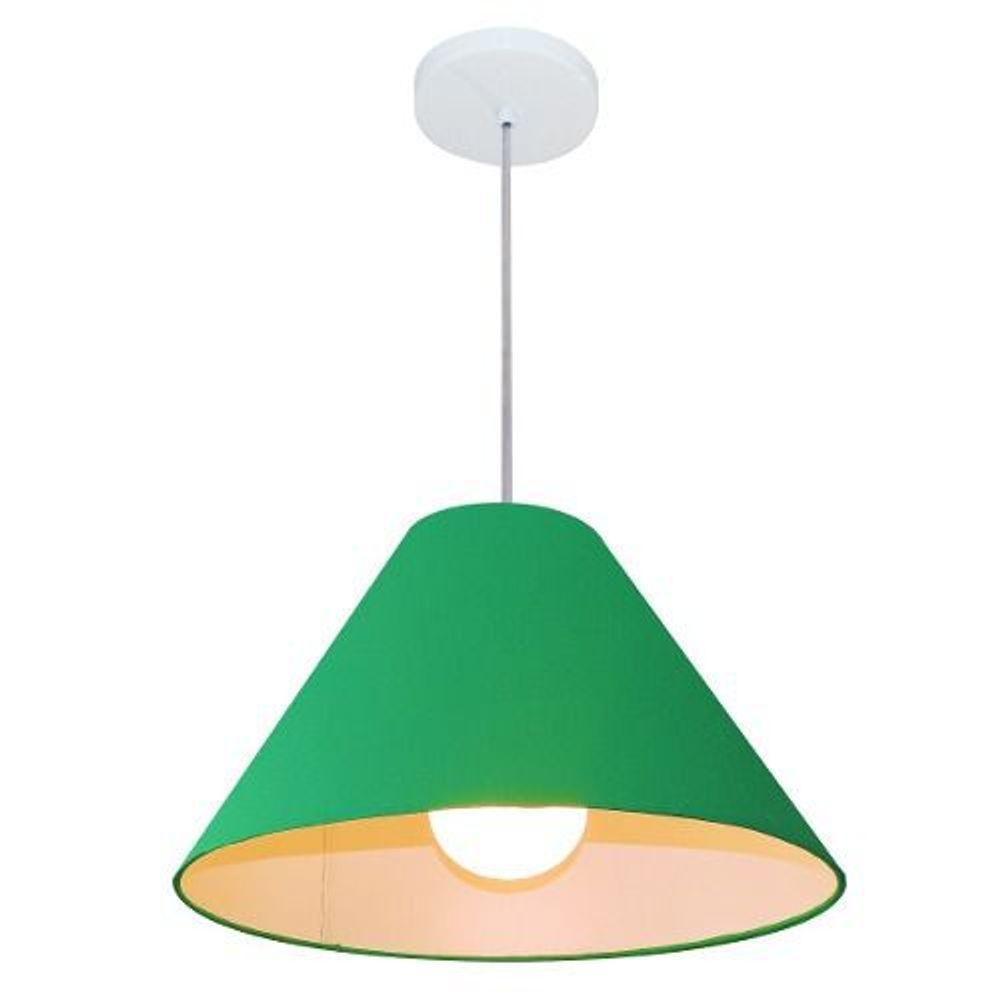 Lustre Pendente Cone Vivare Md-4078 Cúpula Em Tecido 25/40x15cm - Bivolt Verde-folha 127/220v - 4