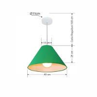 Lustre Pendente Cone Vivare Md-4078 Cúpula Em Tecido 25/40x15cm - Bivolt Verde-folha 127/220v - 2