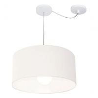 Lustre Pendente Cilíndrico Com Desvio De Centro Vivare Md-4228 Cúpula Em Tecido 45x25cm - Bivolt Branco 127/220v - 3