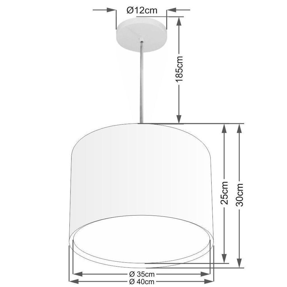 Lustre Pendente Cilíndrico Duplo Md-4292 Cúpula Em Tecido 40x30cm Rustico Cinza - Bivolt - 2