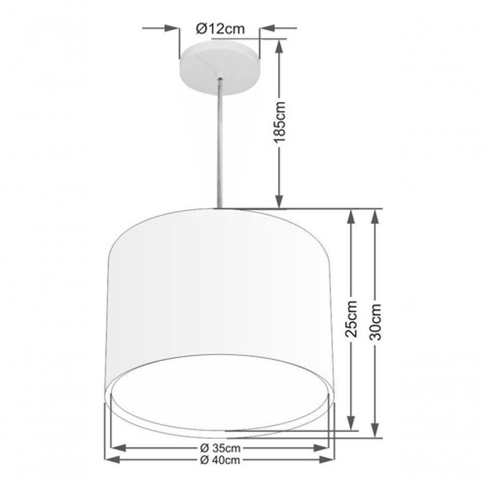 Lustre Pendente Cilíndrico Duplo Md-4292 Cúpula Em Tecido 40x30cm Rustico Cinza - Bivolt - 4