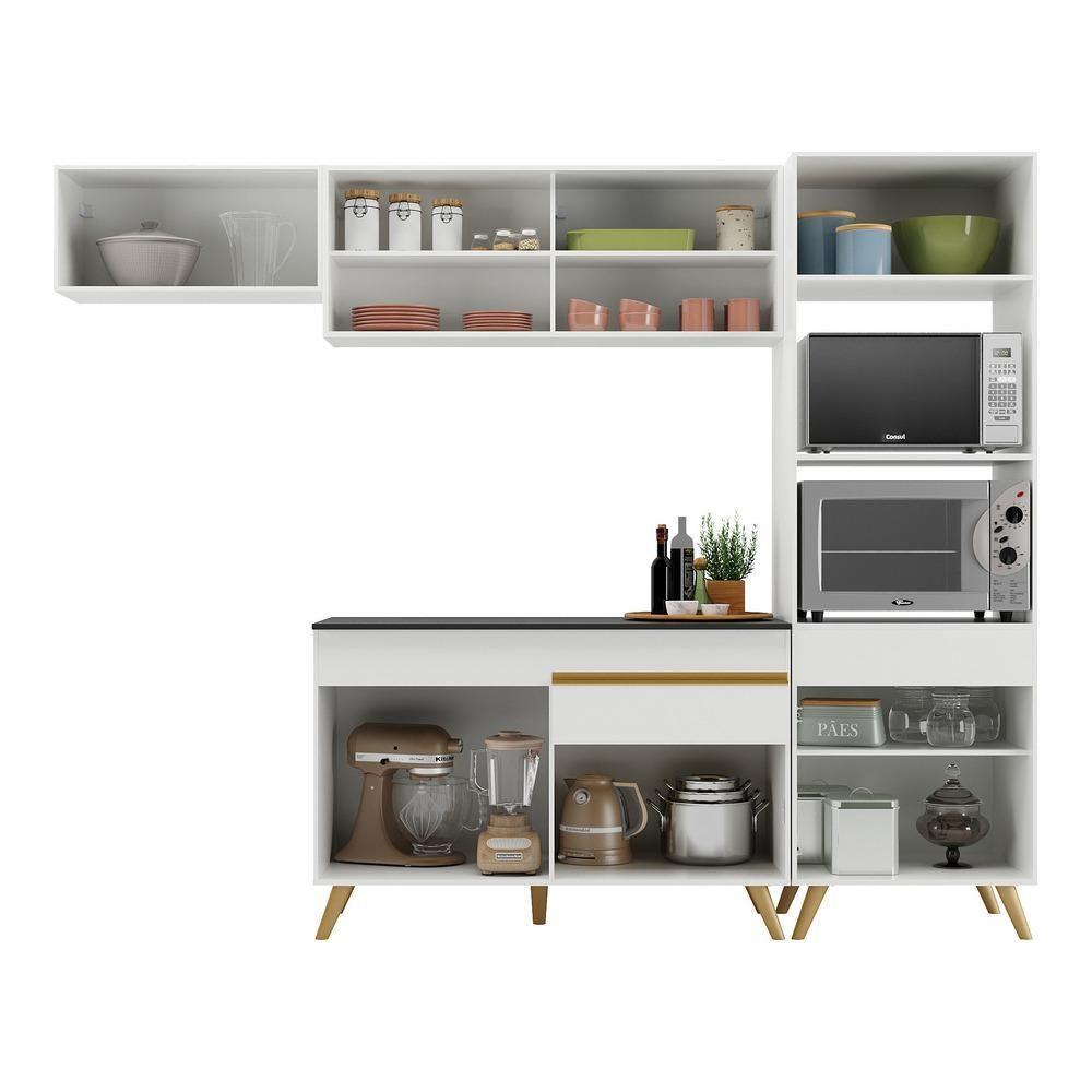 Cozinha Compacta Multimóveis Veneza Gw Fg3691 Com Armário E Balcão Branca - 6