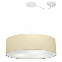 Lustre Pendente Cilíndrico Com Desvio De Centro Vivare Md-4265 Cúpula Em Tecido 60x15cm - Bivolt Algodão-crú 127/220v - 1