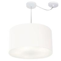 Lustre Pendente Cilíndrico Com Desvio De Centro Md-4167 Cúpula Em Tecido 60x30cm Branco - Bivolt - 1