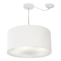 Lustre Pendente Cilíndrico Com Desvio De Centro Vivare Md-4264 Cúpula Em Tecido 55x30cm - Bivolt Branco 127/220v - 3