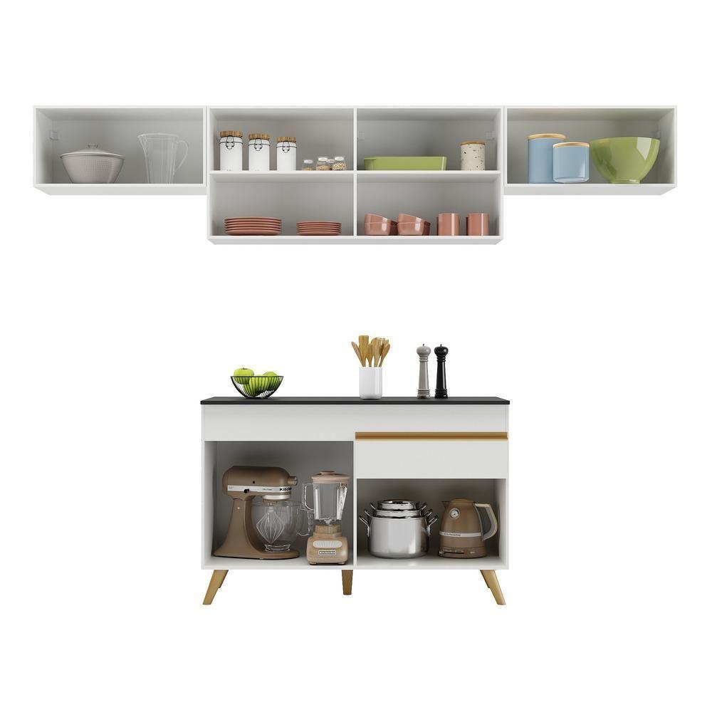 Cozinha Compacta Multimóveis Veneza Gw Fg3697 Com Armário E Balcão Branca - 8