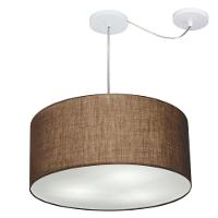 Lustre Pendente Cilíndrico Com Desvio De Centro Vivare Md-4263 Cúpula Em Tecido 55x25cm - Bivolt Café 127/220v - 1