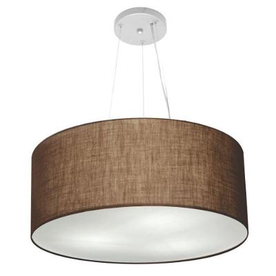 Lustre Pendente Cilíndrico Vivare Md-4188 Cúpula Em Tecido 50x25cm - Bivolt Café 127/220v