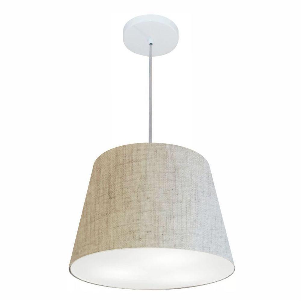 Lustre Pendente Cone Md-4246 Cúpula Em Tecido 30/40x30cm Rustico Bege - Bivolt - 1