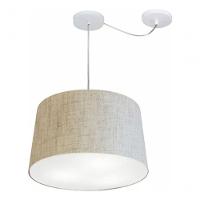 Lustre Pendente Cone Com Desvio De Centro Vivare Md-4281 Cúpula Em Tecido 40x45cm - Bivolt Rustico-bege 127/220v - 3