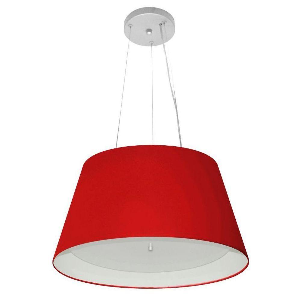 Lustre Pendente Cone Vivare Md-4119 Cúpula Em Tecido 21x40x30cm - Bivolt Bordo-branco 127/220v - 1