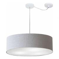 Lustre Pendente Cilíndrico Com Desvio De Centro Vivare Md-4265 Cúpula Em Tecido 60x15cm - Bivolt Rustico-cinza 127/220v - 3