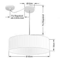 Lustre Pendente Cilíndrico Com Desvio De Centro Vivare Md-4265 Cúpula Em Tecido 60x15cm - Bivolt Rustico-cinza 127/220v - 4