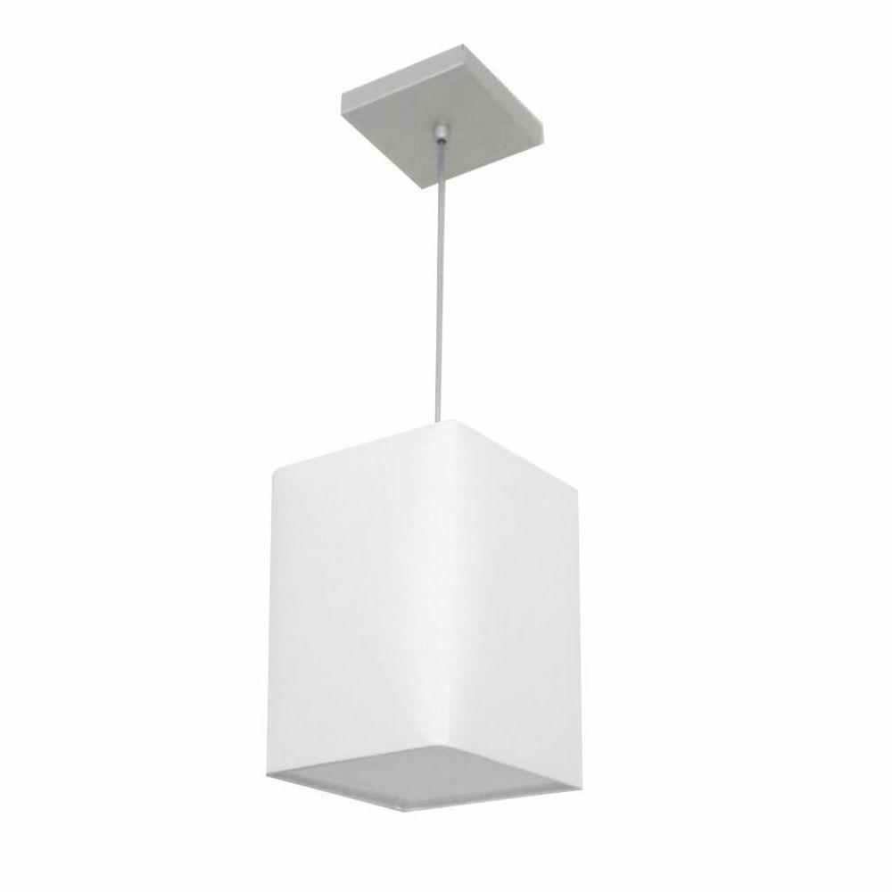 Lustre Pendente Quadrado Vivare Md-4007 Cúpula Em Tecido 25/16x16cm - Bivolt Branco 127/220v - 1