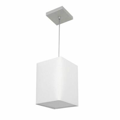 Lustre Pendente Quadrado Vivare Md-4007 Cúpula Em Tecido 25/16x16cm - Bivolt Branco 127/220v
