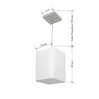 Lustre Pendente Quadrado Vivare Md-4007 Cúpula Em Tecido 25/16x16cm - Bivolt Branco 127/220v - 2