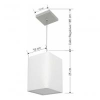 Lustre Pendente Quadrado Vivare Md-4007 Cúpula Em Tecido 25/16x16cm - Bivolt Branco 127/220v - 4
