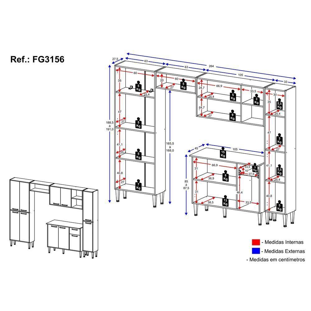 Cozinha Compacta Multimóveis Xangai Classic Fg3156 Com Armário E Balcão Branca - 8