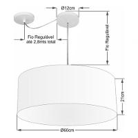 Lustre Pendente Cilíndrico Com Desvio De Centro Vivare Md-4266 Cúpula Em Tecido 60x21cm - Bivolt Café 127/220v - 4