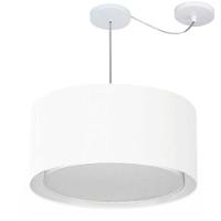 Lustre Pendente Cilíndrico Com Desvio De Centro Vivare Md-4315 Cúpula Em Tecido 50x30cm - Bivolt Branco 127/220v - 1