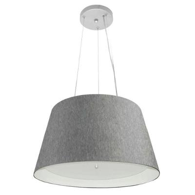 Lustre Pendente Cone Vivare Md-4119 Cúpula Em Tecido 21x40x30cm - Bivolt Cinza-branco 127/220v