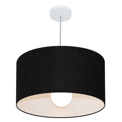 Lustre Pendente Cilíndrico Vivare Md-4169 Cúpula Em Tecido 60x30cm - Bivolt Preto 127/220v